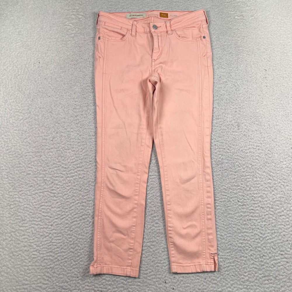 Anthropologie Pilcro Stet Fit Crop Jeans Womens 27 Ankle Slit Peach Stretch Prep